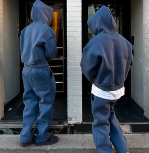 ODM Bulk Manufacturing Men's Apparel Men's Oversized Boxy CroppedHoodie pants Plain Men DTG Puff Hoodie sweatpants tracksuit - Product Image 2
