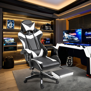 Chaise de jeu ergonomique pivotante pour PC, chaise de <span class=keywords><strong>bureau</strong></span> inclinable, chaise de course, chaise inclinable réglable avec repose-pieds, Silla <span class=keywords><strong>Gaming</strong></span> - Product Image 1