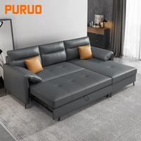 PURUO lujo gran tamaño salón diseño moderno sofá en forma de L sofás sala de estar Seccional de cuero nuevo sofá para la venta