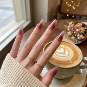 <span class=keywords><strong>Uñas</strong></span> postizas de bailarina con forma de ataúd, estilo ombre, tono rosa intenso en el <span class=keywords><strong>centro</strong></span> y borde lila translúcido, de alto brillo, para salón, 24 unidades. - Product Image 5