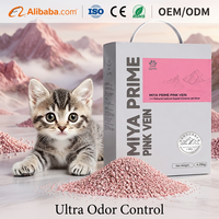 Litière pour chat en bentonite de sodium ultra-rapide agglomérante, rose veiné, super absorbante, faible teneur en poussière, litière minérale pour chat, OEM ODM, emballage personnalisé