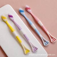 Brosse à dents et gratte-langue double effet en silicone à poils souples pour adulte