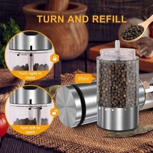 Juego de Molinillos de Sal y Pimienta Recargables por USB, de Acero Inoxidable, con Luz LED, Regalos para Cocineros - Product Image 3