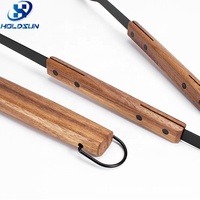 Ensemble de 2 pinces-spatules de barbecue antiadhésives à revêtement noir, résistantes à la chaleur et de qualité alimentaire, avec poignée en bois rivetée, pour barbecue domestique