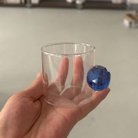Ensemble de tasses à thé en verre de 100 ml résistantes à la chaleur avec poignées en boule colorées, verres à espresso
