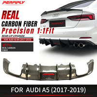 Kit carrosserie Perfiply en fibre de carbone véritable, style KB, diffuseur de pare-chocs arrière avec éclairage LED pour Audi A5 S5 B8.5 4 portes 2017-2019