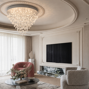Elegant Cascading Crystal <b>Ceiling</b> Chandelier Flush Mount Crystal <b>Light</b> For Large Living Space - Product Image 4