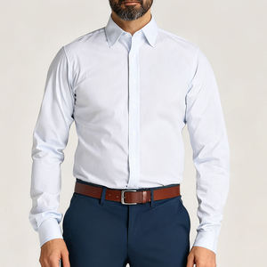 Nueva Camisa Formal Casual para Hombre, Corte Slim, Antiarrugas, <span class=keywords><strong>de</strong></span> Secado Rápido, Poliéster/Algodón Popelina, Manga Larga, Primavera, <span class=keywords><strong>Juvenil</strong></span> - Product Image 1
