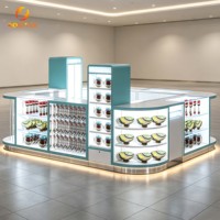 Kiosque d'exposition de produits incurvé sur mesure avec éclairage LED, vitrine de comptoir pour bijoux pour magasin de détail