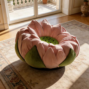 Sillón Individual Rosa Flor de Loto, Sillón de Terciopelo de Lujo con Forma de Pétalo, Cómodo Sillón Individual para Sala de Estar - Product Image 2