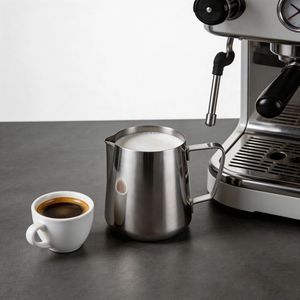 Jarra de acero inoxidable 304 para arte latte con graduaciones, taza para espumar leche, utensilio de café para uso de barista - Product Image 2