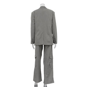 2025 <span class=keywords><strong>donna</strong></span> primavera autunno grigio abiti <span class=keywords><strong>Cargo</strong></span> pantaloni e giacca pantalone da <span class=keywords><strong>donna</strong></span> Casual - Product Image 5