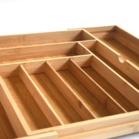 Organisateur de tiroir à ustensiles en bambou extensible et personnalisable, plateau de rangement de couverts de cuisine réglable avec 9 compartiments pour couteaux et argenterie