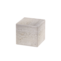Table basse en travertin blanc naturel SH STONE, design moderne et contemporain, cube, meuble de salon, marbre