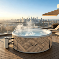 Bain à remous gonflable rond pour 4 à 6 personnes, pour usage extérieur, bain à bulles, spa, piscine gonflable chauffée ronde pour extérieur