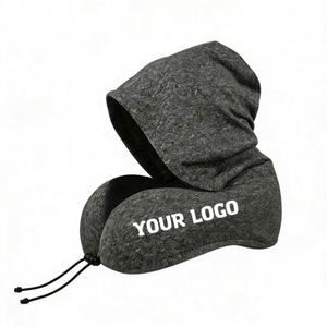 Own Factory Custom Logo Packaging Portable High Support <b>Memory</b> Foam Travel Pillow with Hoodie Airplane U Shaped Neck Pillow 80 - Product Image 1