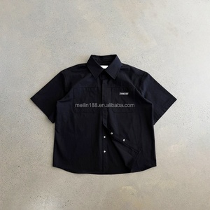 Camisas de Manga Corta de Lona para Hombre, Ropa Casual Cómoda de Verano, Camisa Lisa con Botones y Solapa, Diseño Personalizado - Product Image 3
