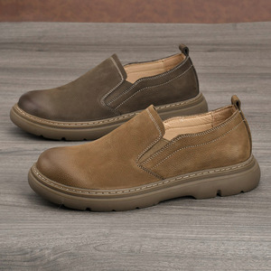 Mocassins en cuir véritable à bout rond, semelle extérieure en caoutchouc, semelle intermédiaire en EVA, chaussures décontractées pour hommes, confort estival - Product Image 3