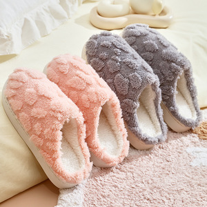 Pantuflas de Felpa para Mujer, Color Sólido, Cálidas para el Hogar, Antideslizantes, de Algodón Suave, para Interiores, Rosa, Gris, Café, Color Aleatorio M23303 - Product Image 4