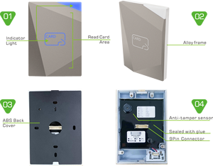 Lecteur RFID anti-effraction V390M-F avec CPU crypté, Wiegand RS485, -40 ° C~+80 ° Lecteur de contrôle d'accès IC anti-clonage C - Product Image 2