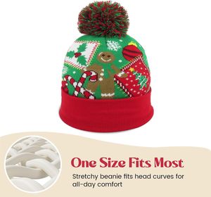 Design LED Christmas Sweater Hat <b>Light</b> <b>up</b> Xmas Beanie Knitted Cap Unisex Winter Hat Christmas Hats - Product Image 2