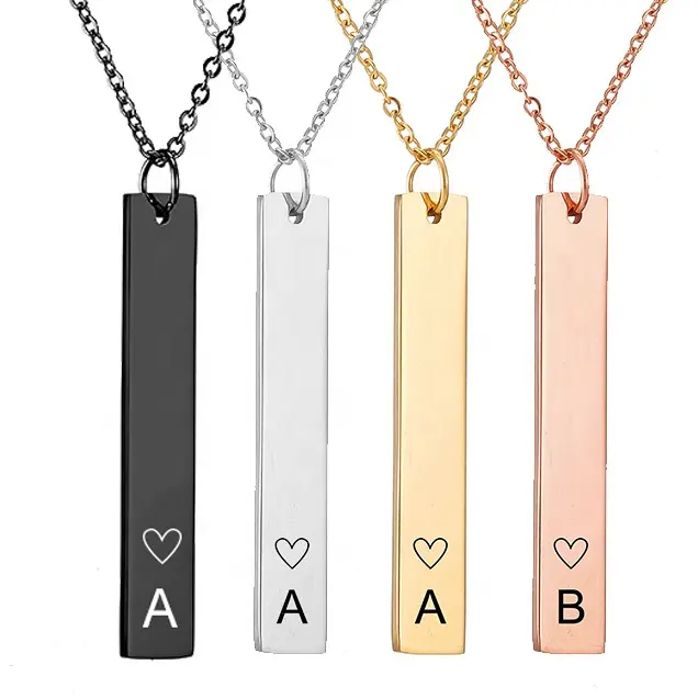 Wholesale low price Customized Engraved Logo CZ personalized Name stainless steel gold plated Necklace for women