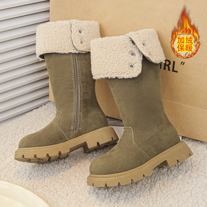 Winter High Ankle Boots for Girls Maillard Cuffed With Warm PU Kids Boot - Product Image 4