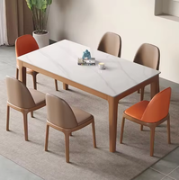 Table à manger et chaises en bois massif Table à manger en dalle de pierre Nordic Simple Small Apartment Home Rectangular Dining Table Solid