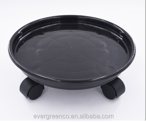 EG 300 Kit de pots de fleurs en plastique avec roues de soucoupes pour les hôtels de pépinière de jardin Conception ronde enduite pour l'utilisation du sol de plantation - Product Image 1