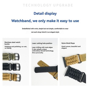 Bandes en nylon parachute tressé pour <span class=keywords><strong>Apple</strong></span> <span class=keywords><strong>Watch</strong></span> Series 44mm 45mm 42mm <span class=keywords><strong>Bracelet</strong></span> sport pour IWatch 10 9 <span class=keywords><strong>8</strong></span> SE Ultra - Product Image 4