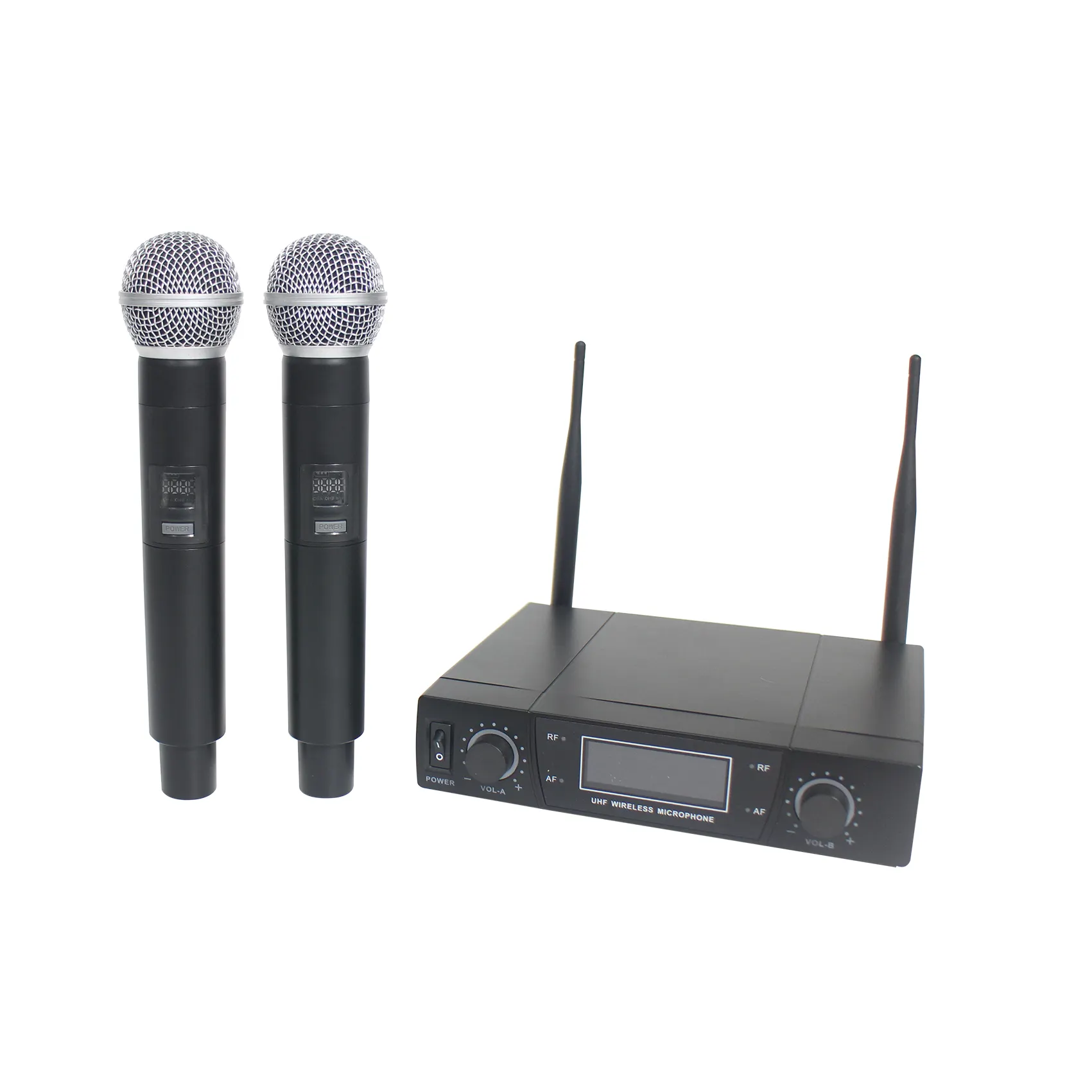 T Profissional Dual Channel UHF Microfones Sem Fio Mic Handheld Dinâmico Duplo Kit Microfones Para Karaoke Stage Performance