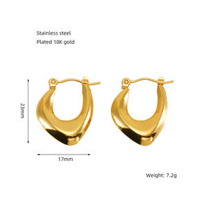 Pendientes de Acero Inoxidable Chapados en Oro de 18K para Mujer, Aros Geométricos Gruesos, Joyería Moderna con Diseño de Rosca, Personalizados para Fiesta - Product Image 5