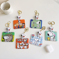 Porte-cartes et porte-clés portable Snoopy, étui de protection pour carte d'étudiant, carte de bus, métro, accessoire de sac