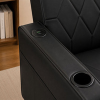 Moderner Verstellbarer Konvertierbarer Sessel 3-in-1 Schlafsofa für Wohnzimmer mit Ausziehfunktion USB Typ-C Ladeanschlüsse Getränkehalter