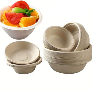 Produsen China Wadah Makanan Berkualitas Tinggi Sekali Pakai Komposabel Mangkuk Bulat Kertas Salad Sup Bagasse - Product Image 5