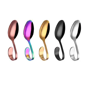 Curved Handle Stainless Steel Spoon for Soup Serving Spoon for Party Restaurant Hotel