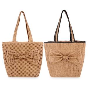Bolso Tote <span class=keywords><strong>de</strong></span> Paja Beige Hecho a Mano con Lazo Decorativo, Gran Capacidad, <span class=keywords><strong>de</strong></span> un Solo Hombro para Mujer, Estilo Boho, para Playa, Compras, Regalo Personalizado - Product Image 1
