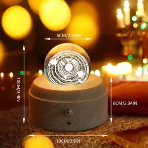JY Wholesale Sales 3D Laser Engraving Universe System Crystal Ball Blank Glass Ball With LED Stand Base