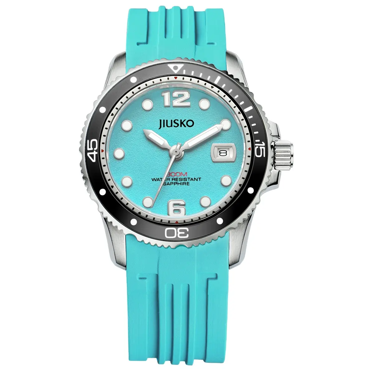 Stainless Steel Japanese Quartz Divers Style Watches for Men with Silicone Strap, 300m Water Resistant, Sapphire Glass