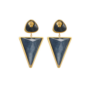 Boucles d'oreilles pendantes en acier inoxydable plaqué or 18 carats de style bohème triangulaire pour femmes, à porter au quotidien <span class=keywords><strong>E953</strong></span> - Product Image 5