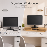Organizer Meja Laptop Stand Riser Desain Multifungsi Tahan Lama dengan Dua Laci, Logo Kustom Bambu, Warna Kustom