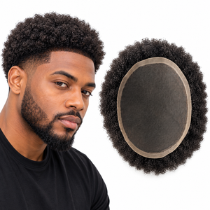 Toupet pour Homme Africain – Prothèse Capillaire Humaine Frisée Crépue Serrée 4C, Base Invisible en Dentelle et Closure pour un Aspect Afro Naturel - Product Image 1