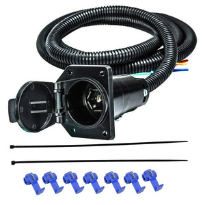 7 Pin Trailer Connector 2M Socket Cable RV Brake <b>Light</b> Adapter <b>Plug</b> In PVC Black - Product Image 1