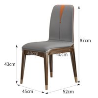 Chaise de salle à manger en bois massif de style nordique, design minimaliste moderne, dossier en cuir Napa haut de gamme, luxe léger