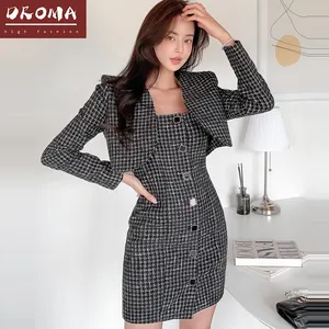 Droma new two-piece set 2021 autumn and winter Korean style slimming fashion short coat woolen and skirt suit