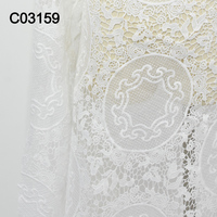 Dentelle française en maille, tissu brodé, cordon élastique, 100% polyester, dentelle soluble à l'eau pour robe de mariée