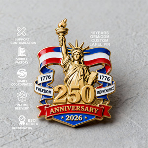 Pin de Esmalte Personalizado de Colección Patriótico, Moderno y Decorativo, con el Espíritu Americano, Edición del 250 Aniversario, OEM Bold Legacy - Product Image 1