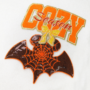 Bán buôn tùy chỉnh <span class=keywords><strong>sequin</strong></span> Thêu <span class=keywords><strong>3D</strong></span> Boo thư vá thêu Halloween Chenille may sắt trên Halloween các bản vá lỗi - Product Image 3