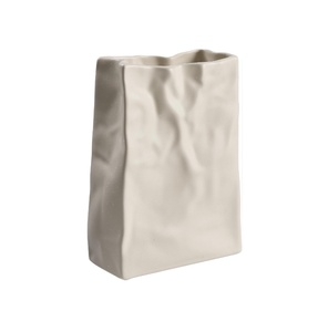 Gốm dày rộng túi giấy bình Crinkle gốm hoa bình màu trắng bình độc đáo kệ sách - Product Image 1