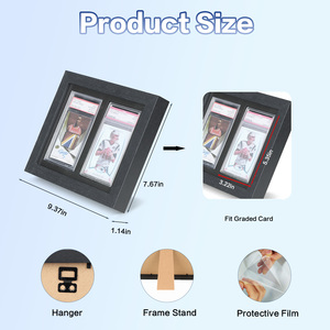 Cadre de présentation en bois écoresponsable fait main pour <span class=keywords><strong>2</strong></span> plaques, cadre double pour cartes sportives, cadre mural paysage/animal pour objets de collection - Product Image 4